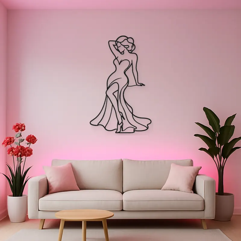 Classic Pinup Silhouette Metal Wall Art | Fashion Figure Wall Decor