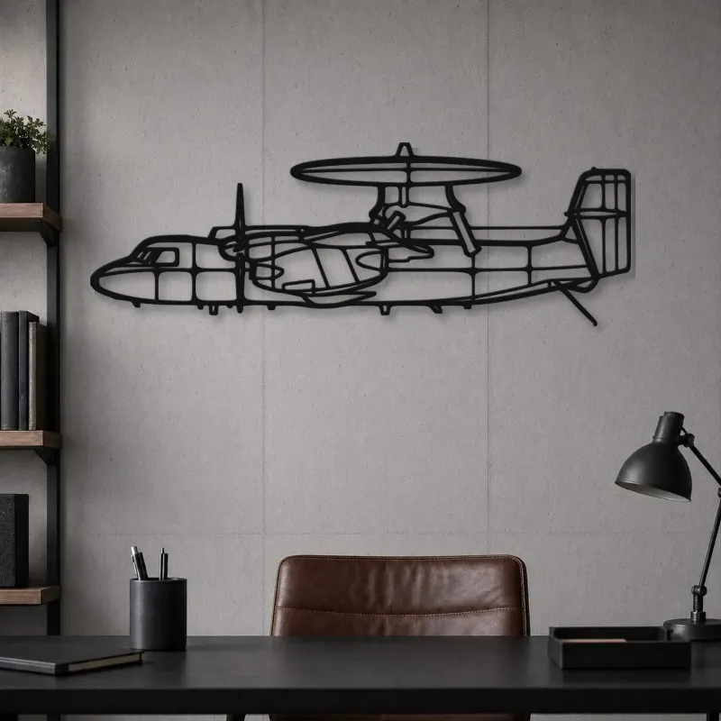 Silhouette en métal d'avion E-2C Hawkeye, décoration murale en métal, décoration aéronautique, cadeau pour aviateurs