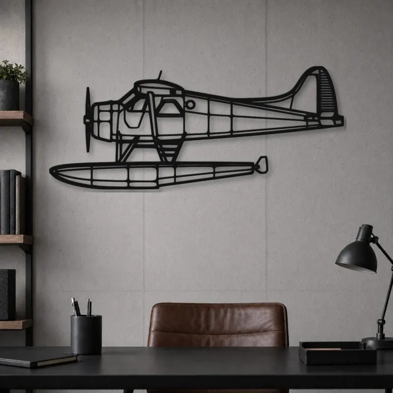 Silhouette d'avion DHC-2 MK III Turbo Beaver en métal, Décoration murale aéronautique