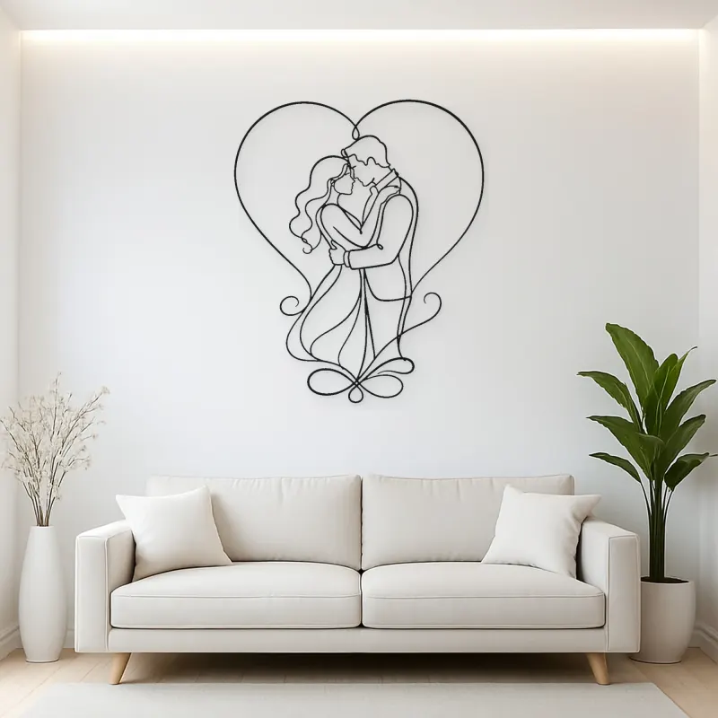 Heart Frame Lovers Metal Wall Art | Romantic Couple Decor