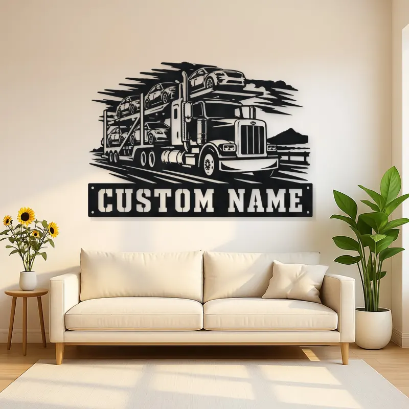 Personalized Car Carrier Semi Truck Metal Wall Art