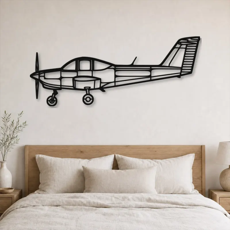 Insegna in metallo silhouette dell'aereo PA-38 Tomahawk, Silhouette di aerei in metallo, Decorazione da parete di aviazione, Decorazione per aviatori