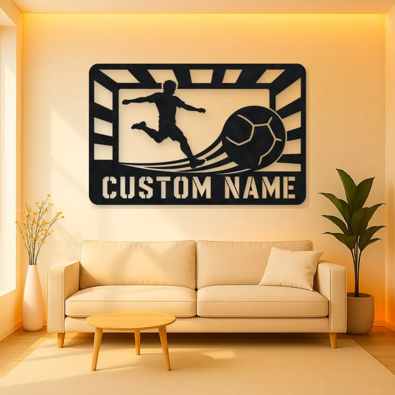 Personalized Soccer Player Metal Wall Art with Stadium