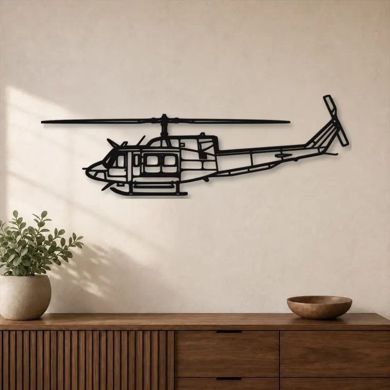 Silhouette d'avion Bell 212 Sentry en métal, Décoration murale en métal, Décor aéronautique, Cadeau pour aviateur