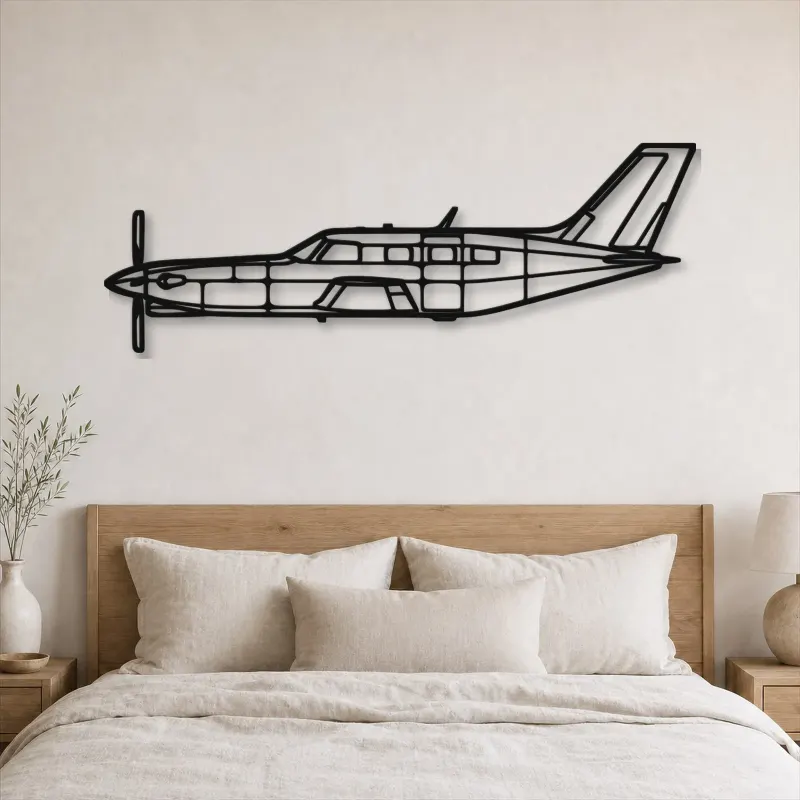 Silhouette en métal d'avion PA-46 Malibu, Décoration murale en métal, Décor aéronautique, Cadeau pour aviateur