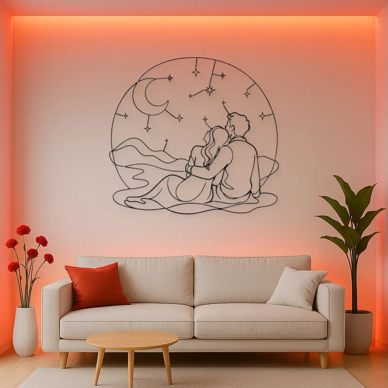 Stargazing Lovers Metal Wall Art | Romantic Couple Decor