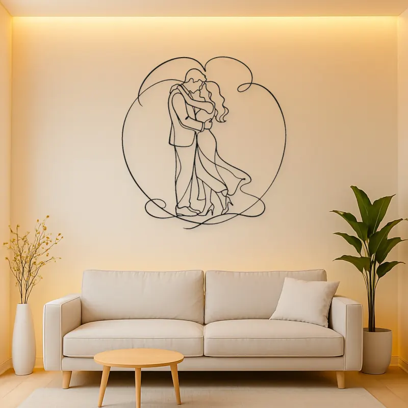 Anniversary Embrace Metal Wall Art | Romantic Couple Decor