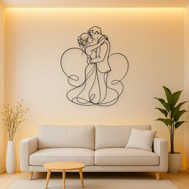 Nose Touch Couple Metal Wall Art | Romantic Couple Decor