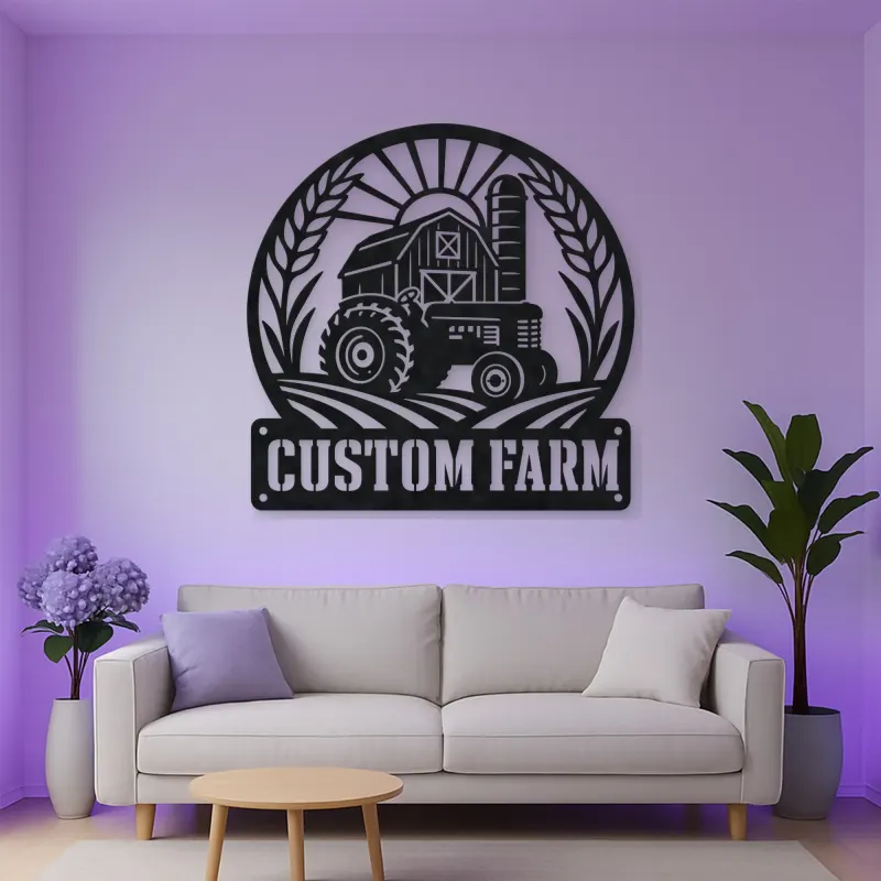 Personalized Tractor Farm Metal Wall Art with Barn Scene
