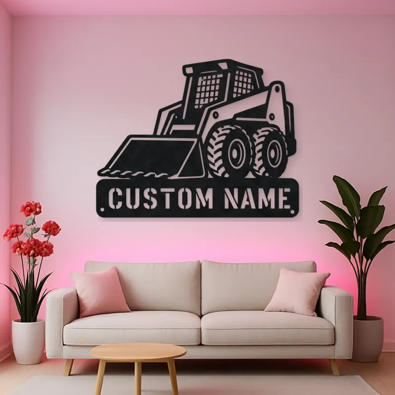 Personalized Compact Skid Steer Loader Metal Wall Art