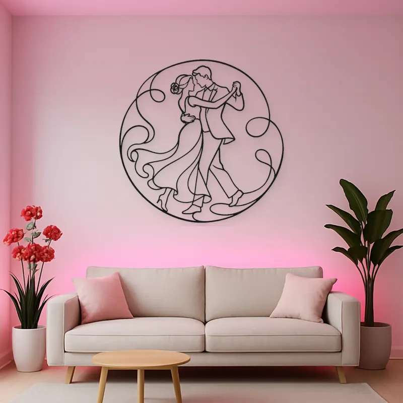 Gentle Spin Couple Metal Wall Art | Romantic Couple Decor