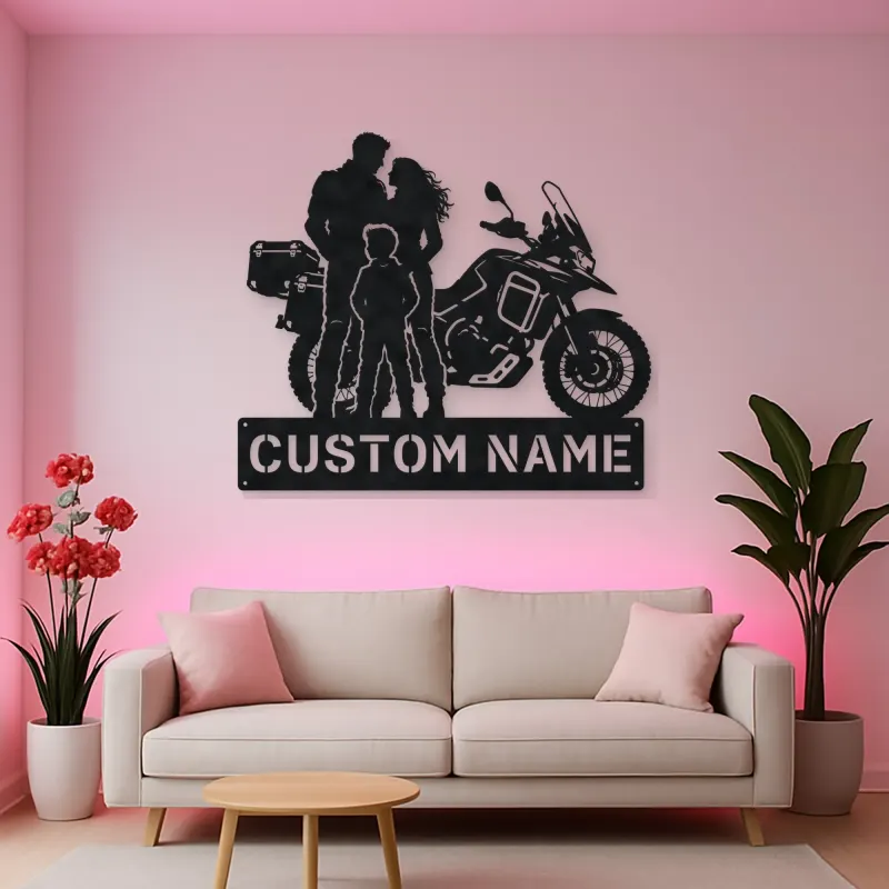 Personalized Adventure Motorcycle Family Metal Wall Art