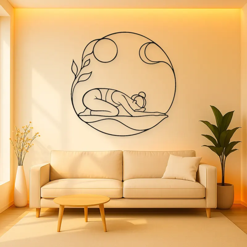 Child Pose Calm Metal Wall Art | Yoga and Meditation Wall Decor