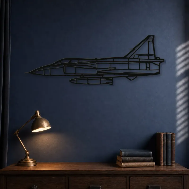 Silhouette en métal d'avion de chasse JA37 C Viggen, Décoration murale en métal, Décor aéronautique, Décor d'aviation