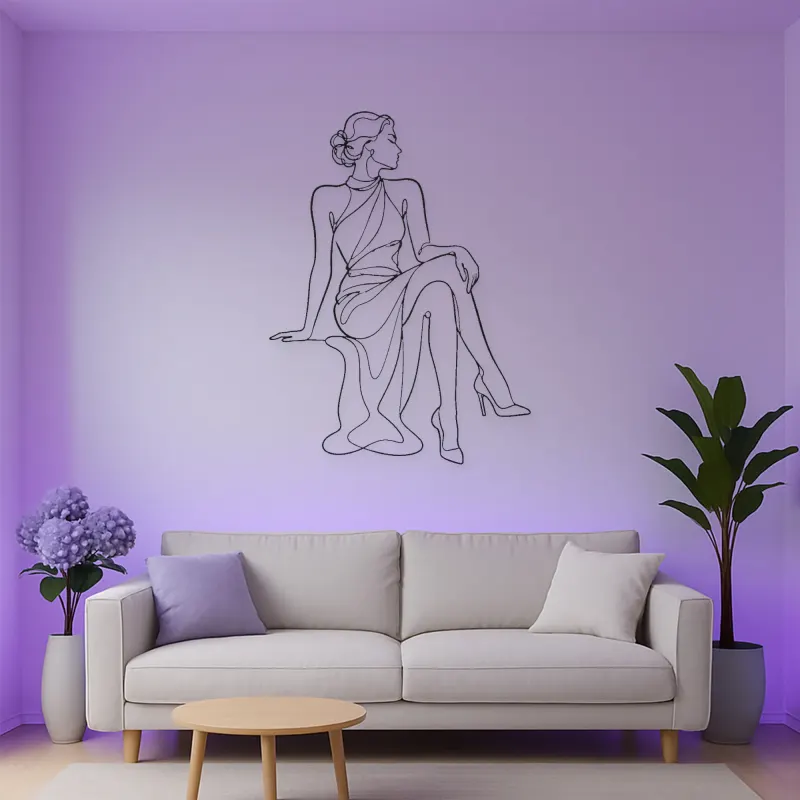 Crossed Leg Fashion Pose Metal Wall Art | Fashion Figure Wall Decor
