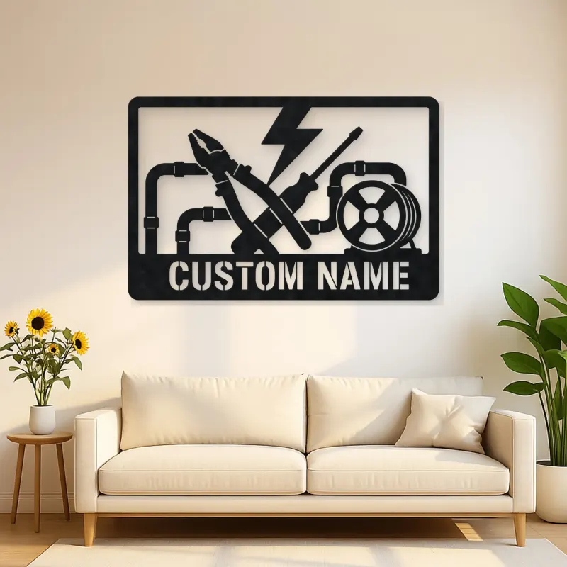 Personalized Electrician Tools Metal Wall Art