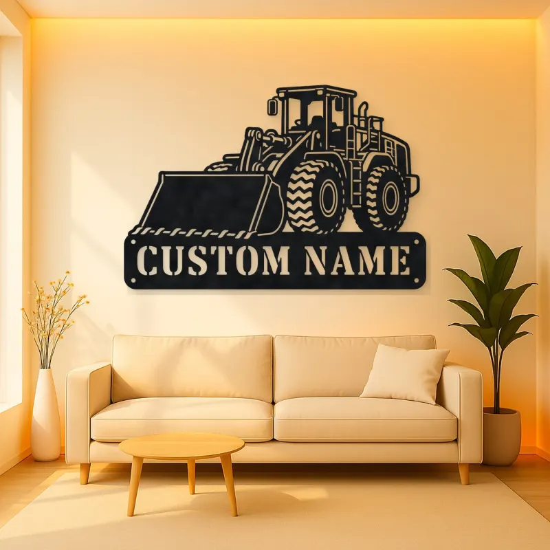 Personalized Large Wheel Loader Front Bucket Metal Wall Art