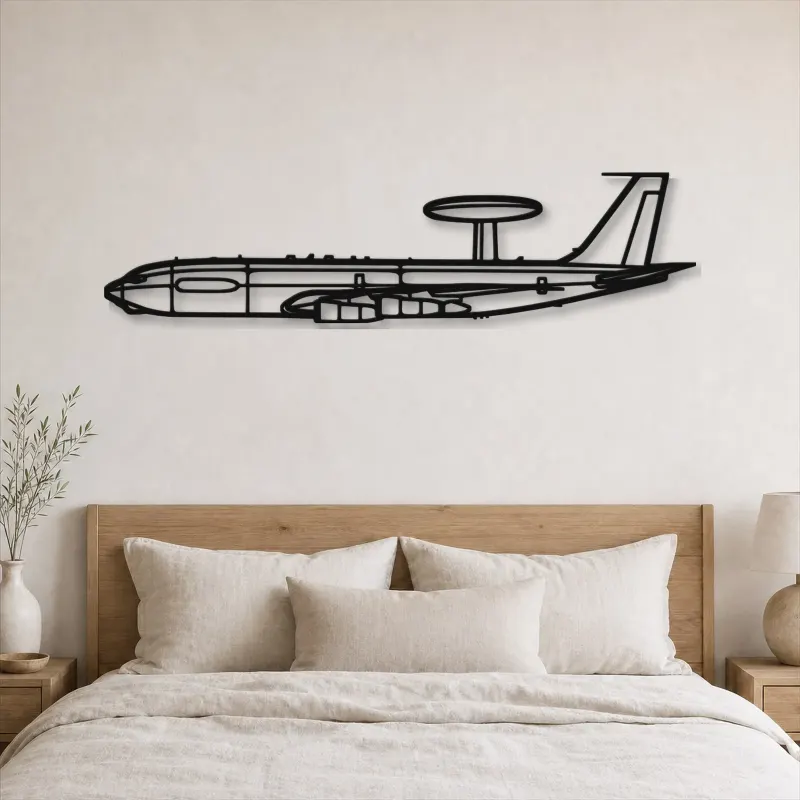 Silhouette en métal d'avion E-3C Sentry, décoration murale en métal, décoration aéronautique, cadeau pour aviateurs