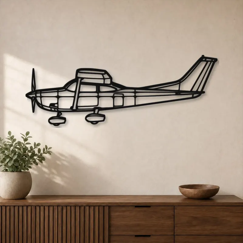 Silhouette d'avion en métal 182P Skylane, Décoration murale en métal, Décor aéronautique, Décorateur aviateur
