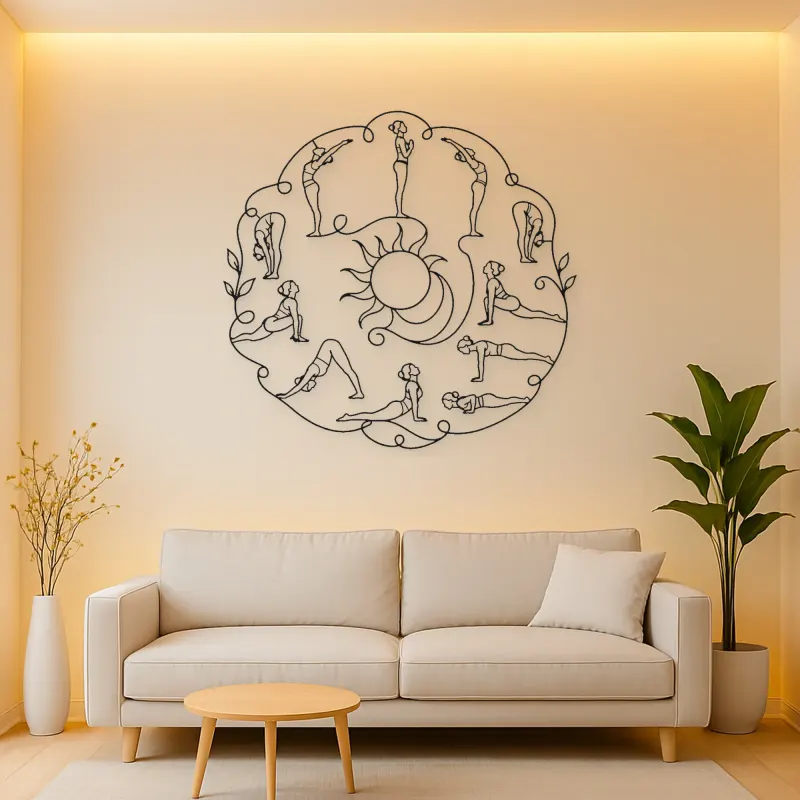 Sun Salutation Flow Metal Wall Art | Yoga and Meditation Wall Decor