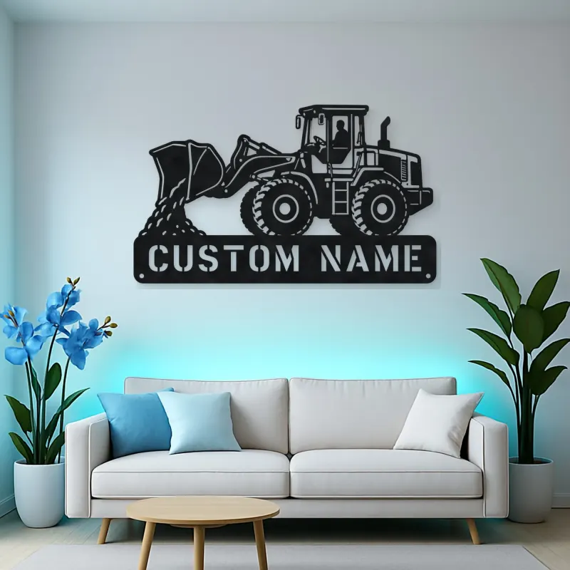 Personalized Wheel Loader Dumping Material Metal Wall Art