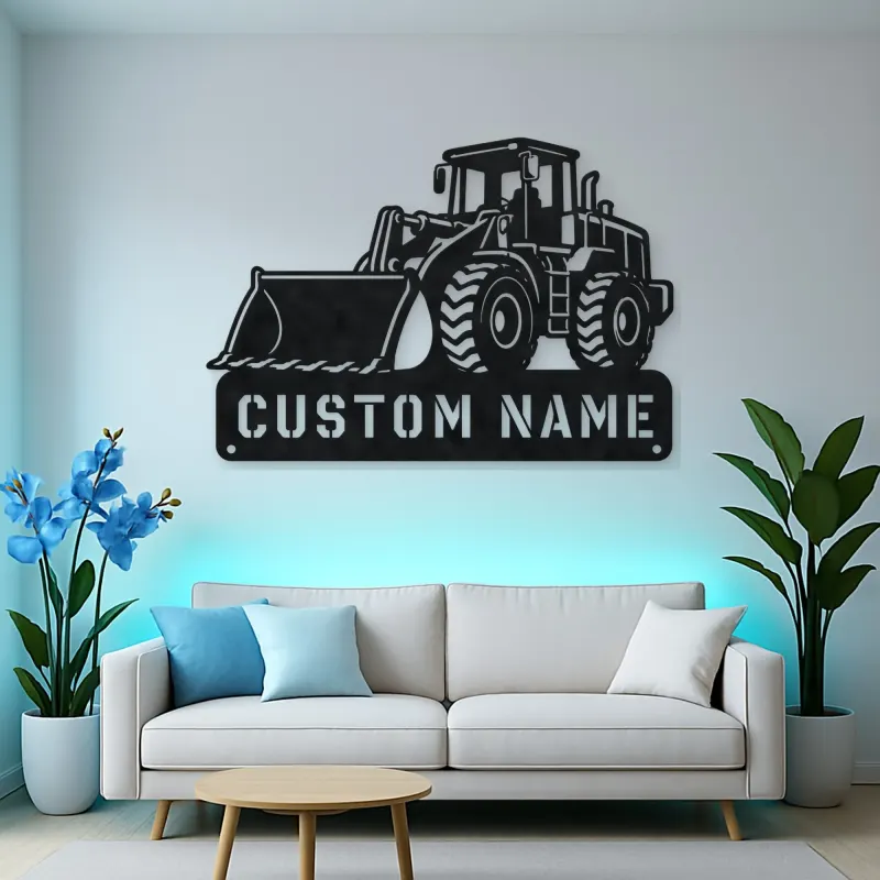 Personalized Large Wheel Loader Low Bucket Metal Wall Art