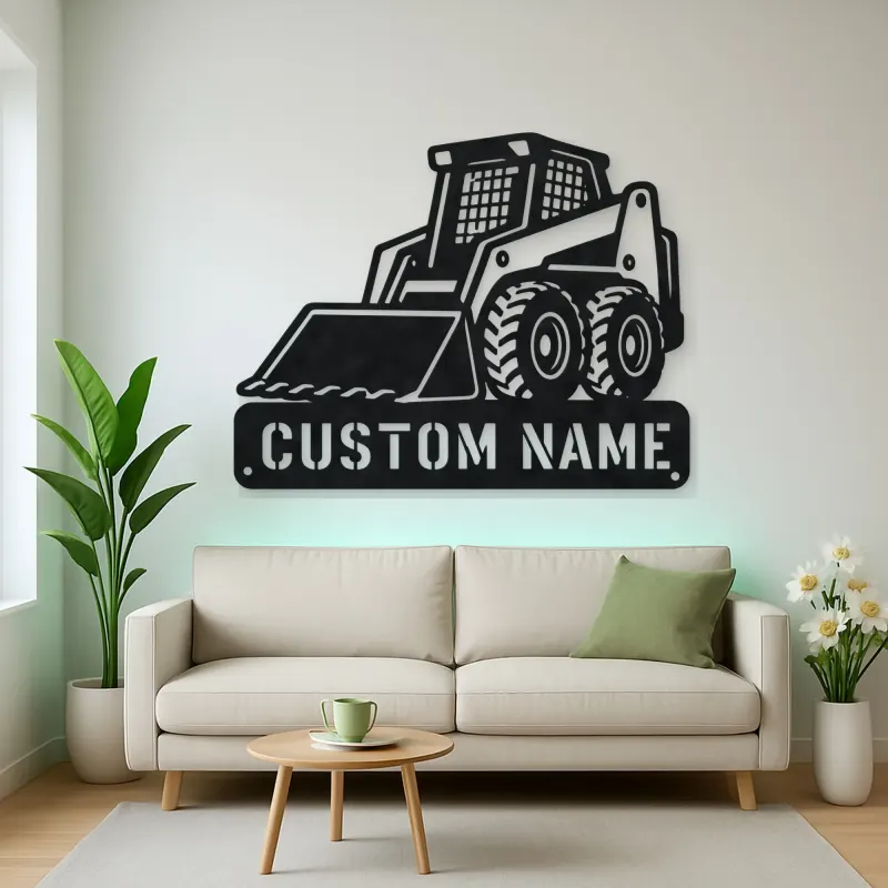 Personalized Compact Skid Steer Loader Metal Wall Art