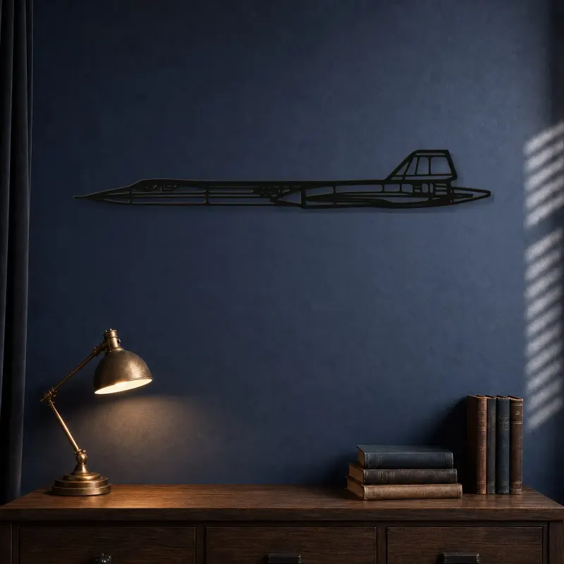 Silhouette in Metallo dell'Aereo SR71 BlackBird, Insegna in Metallo, Decorazione da Parete Aeronautica, Decorazione per Aviatori