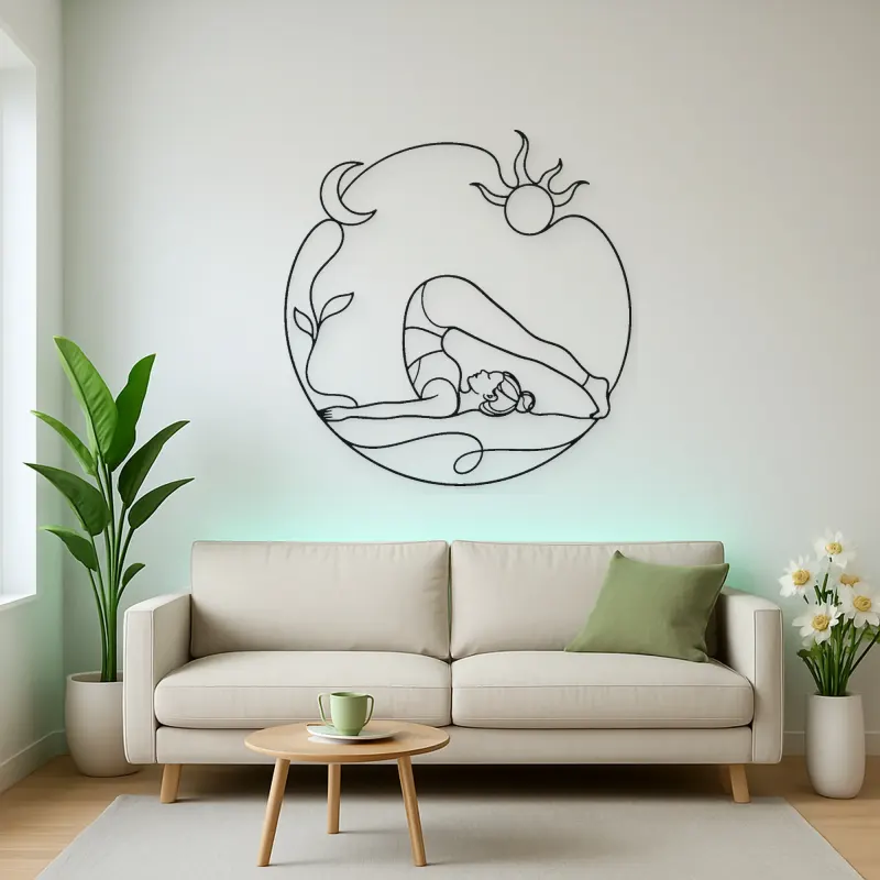 Plow Pose Curve Metal Wall Art | Yoga and Meditation Wall Decor