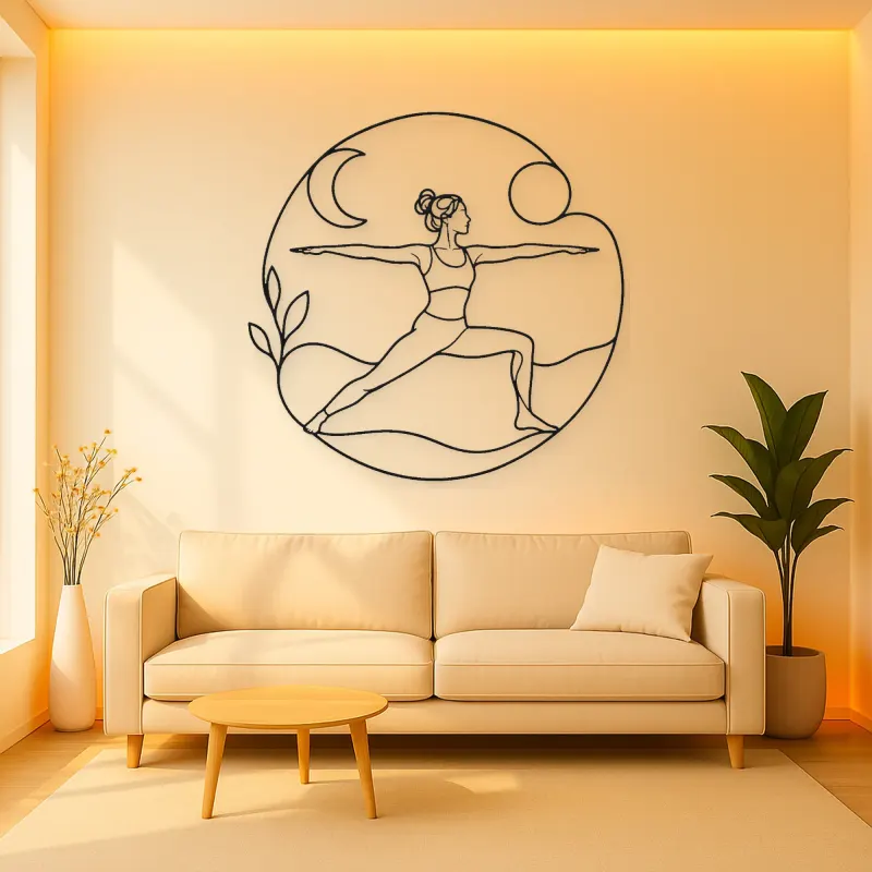 Warrior Two Horizon Metal Wall Art | Yoga and Meditation Wall Decor