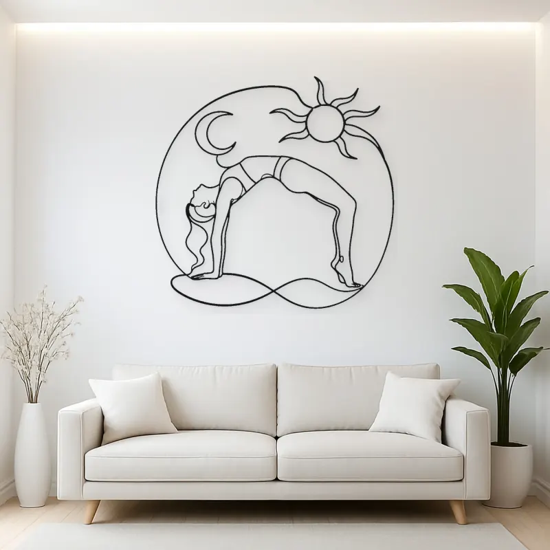 Wheel Pose Energy Metal Wall Art | Yoga and Meditation Wall Decor