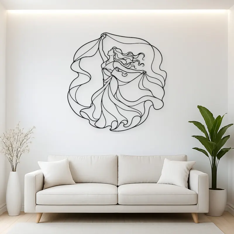 Oriental Dance Veil Metal Wall Art | Dance Silhouette Wall Decor
