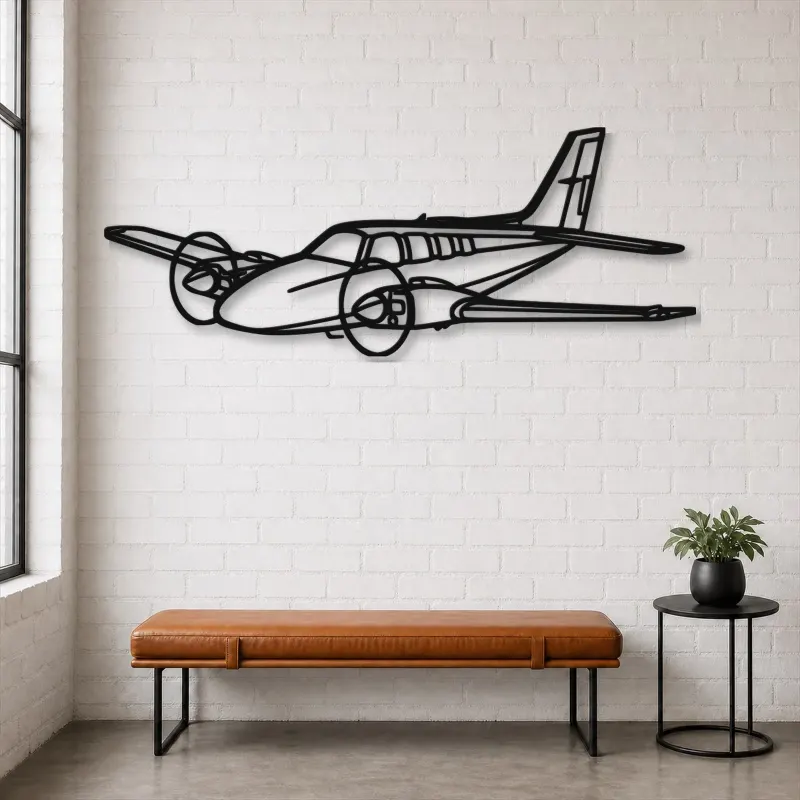 Silhouette d'avion Baron 58 en métal, Décoration murale en métal, Décor aéronautique, Cadeau pour aviateur