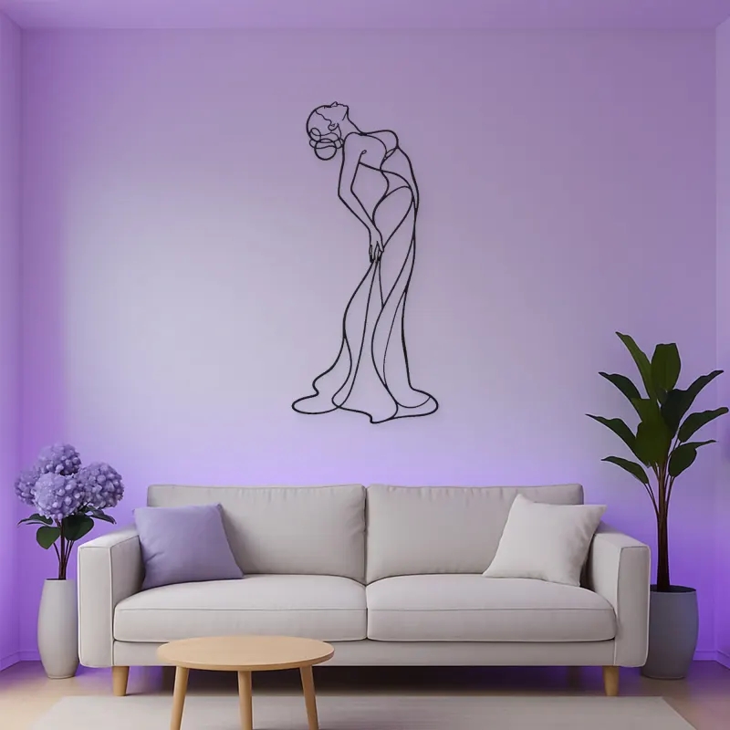 Standing Back Arch Metal Wall Art | Feminine Figure Wall Decor