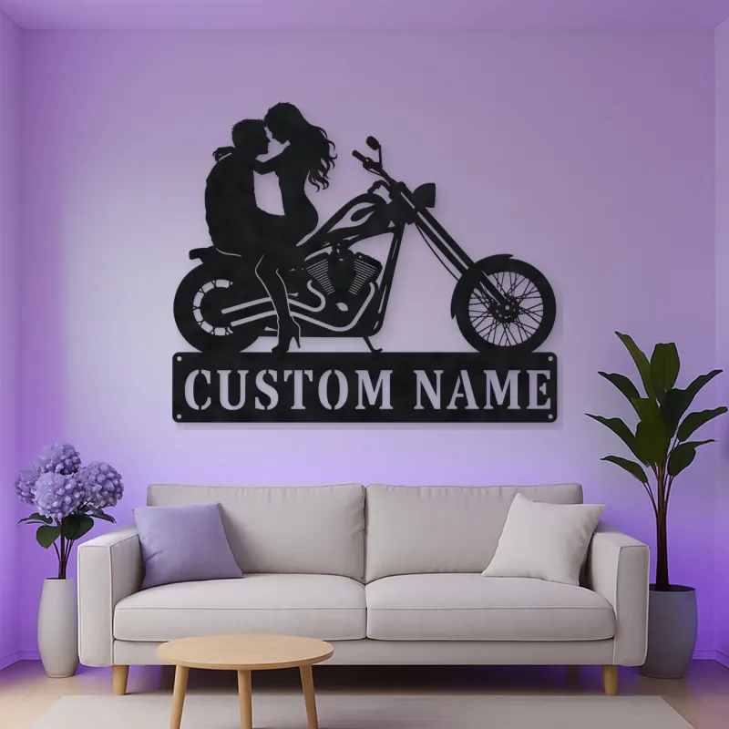 Personalized Chopper Couple Metal Wall Art
