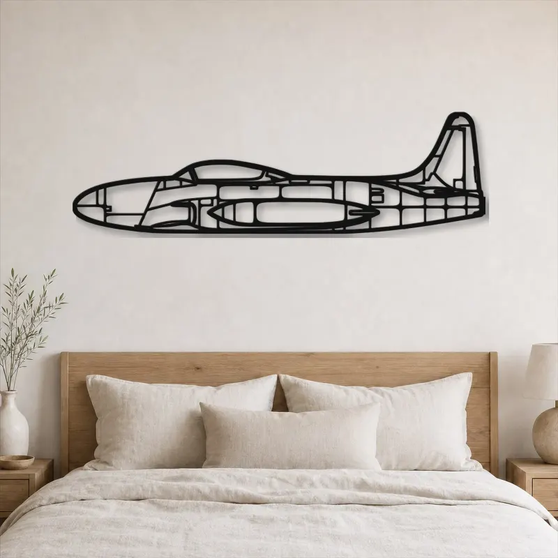 Insegna in metallo silhouette aereo T33, Silhouette aereo in metallo, Decorazione parete aviazione, Decorazione per aviatori
