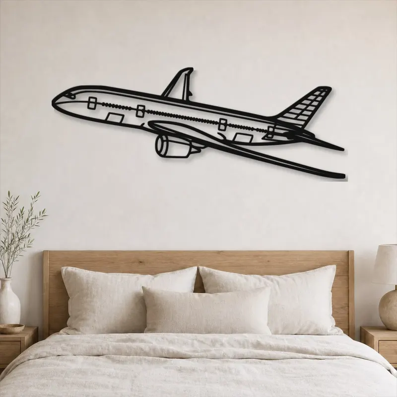 Silhouette d'avion en métal 787 Angle, Décoration murale aéronautique