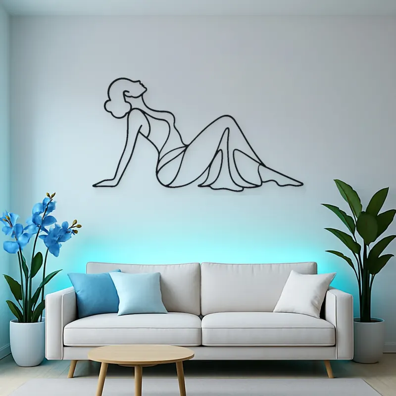 Reclining Side Silhouette Metal Wall Art | Feminine Figure Wall Decor