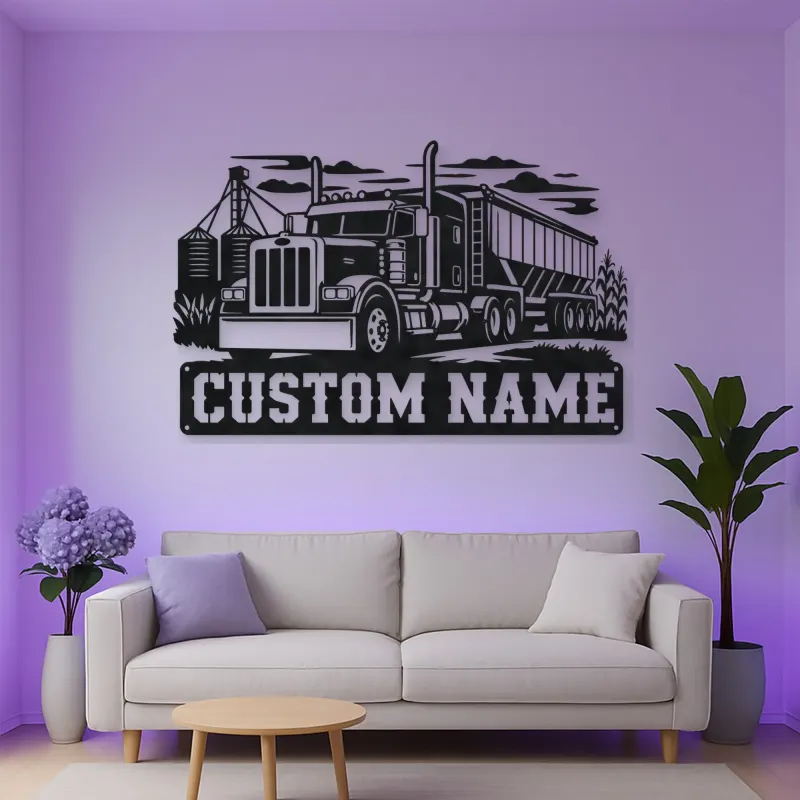 Personalized Grain Hopper Semi Truck Farm Metal Wall Art
