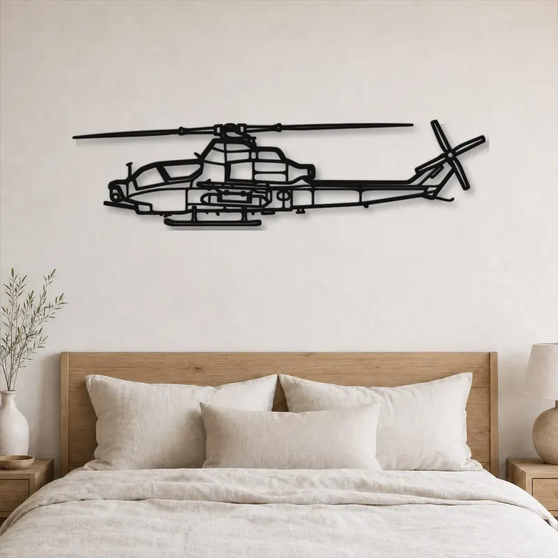 Silhouette in Metallo dell'Elicottero AH-1Z Viper, Decorazione per la Casa, Regalo di Compleanno, Silhouette di Aeromobile