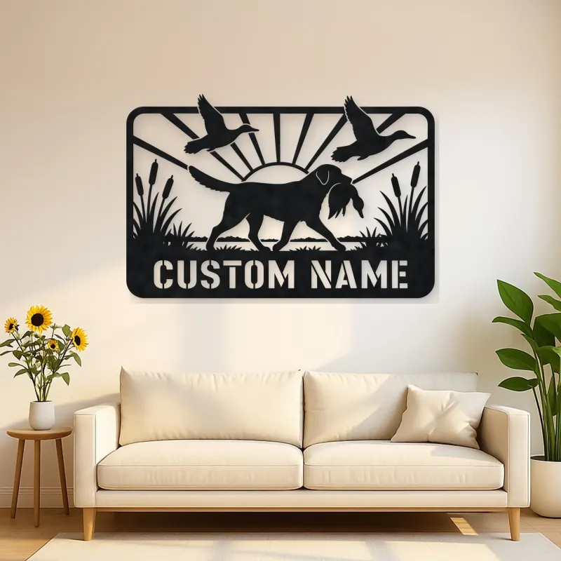 Personalized Retriever Duck Hunting Metal Wall Art