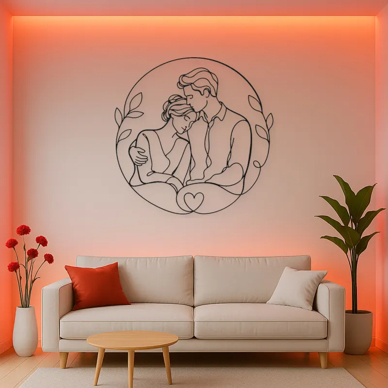 Shoulder Rest Lovers Metal Wall Art | Romantic Couple Decor