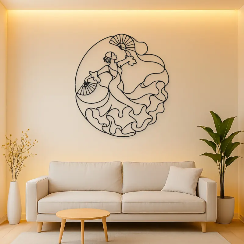 Sevillana Fan Dance Metal Wall Art | Dance Silhouette Wall Decor