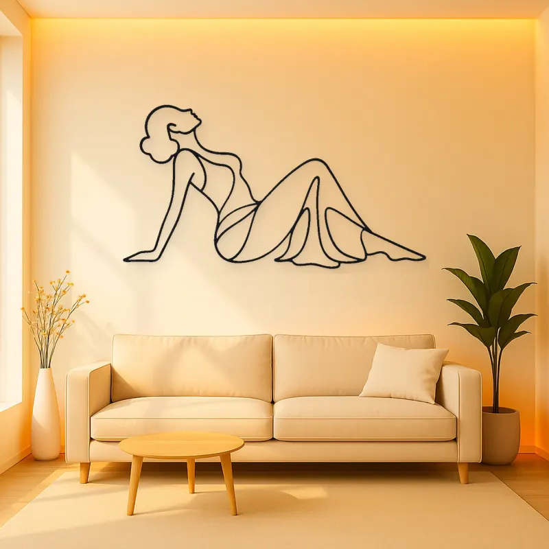 Reclining Side Silhouette Metal Wall Art | Feminine Figure Wall Decor