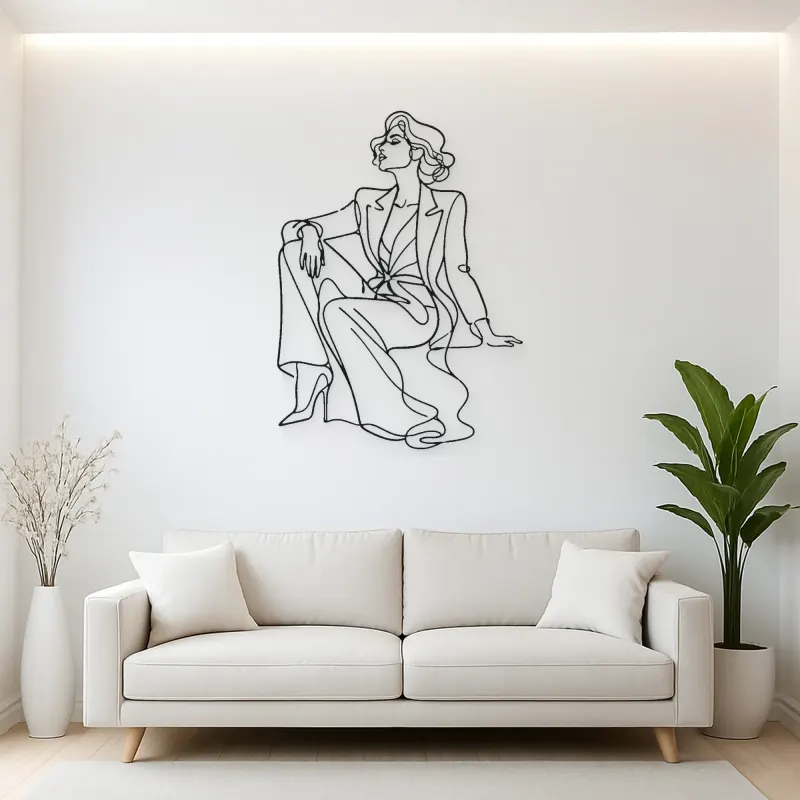 Seated Runway Muse Metal Wall Art | Fashion Figure Wall Decor