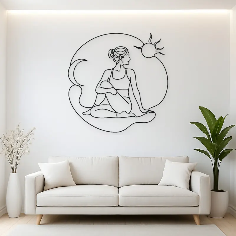 Twisted Chair Flow Metal Wall Art | Yoga and Meditation Wall Decor