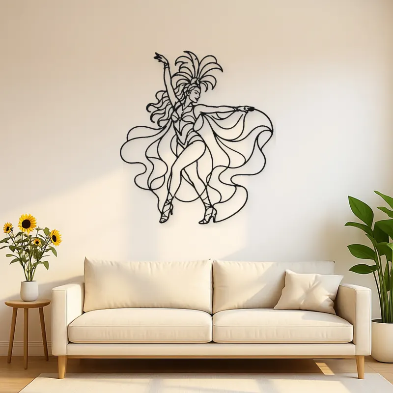Samba Carnival Pose Metal Wall Art | Dance Silhouette Wall Decor