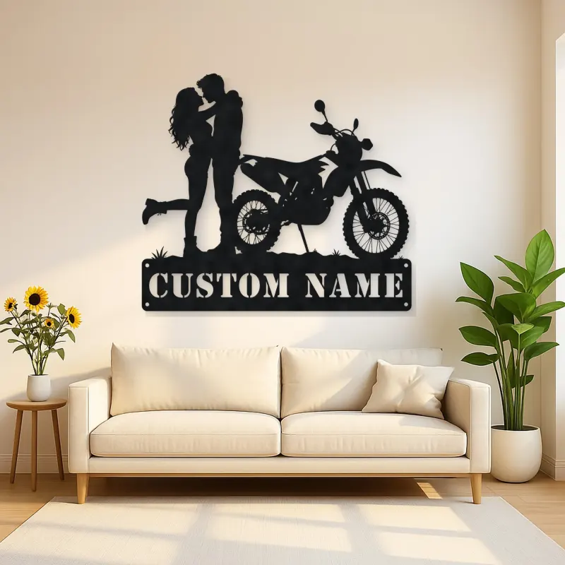 Personalized Dual Sport Motorcycle Couple Metal Wall Art