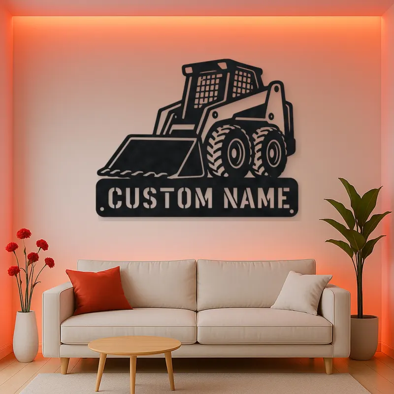 Personalized Compact Skid Steer Loader Metal Wall Art