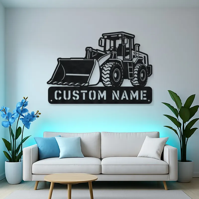 Personalized Compact Wheel Loader Low Bucket Metal Wall Art